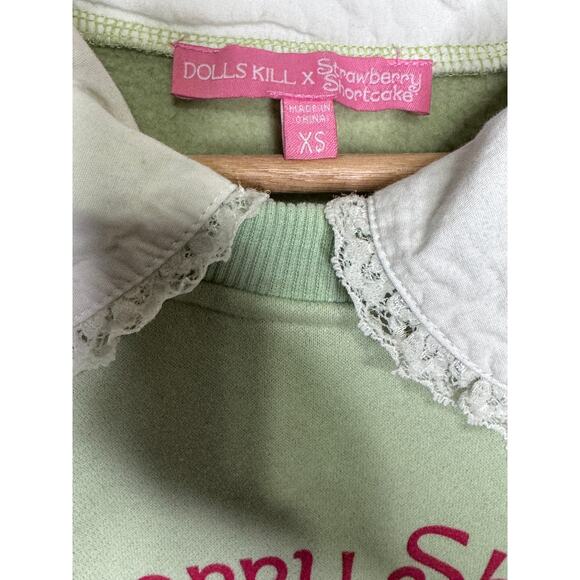 Dolls Kill Strawberry Shortcake Sweatshirt With Lace Collar Size: X-Small - Picture 3 of 4